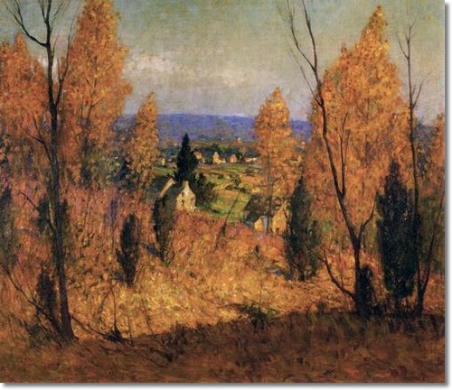 pennsylvania-impressionist-impressionism-painting-by-george-sotter-autumn-gold-1930-original-size-22-x-26-bucks-county